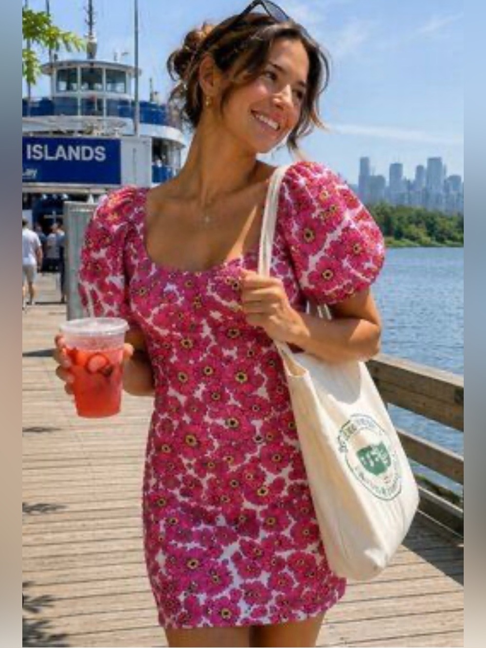 Zara Puff Sleeved Smocked Floral Dress
